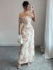 Elegant Romantic Off-Shoulder Ruffled Fitted Mesh Floral Print Women's Dress Casual Elegant Fashion Women's Clothing_ecoleips.com