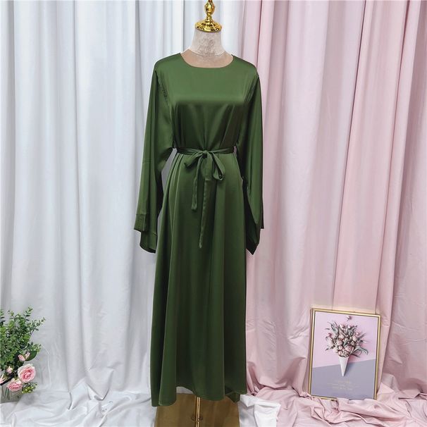 Muslim Clothing For Women Simple Robe Casual Outdoor Plus Size Tie Loose Dress Long Skirt_ecoleips.com