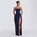 Women's Clothing Style Asymmetrical Pleated Strapless Dress Sexy High Slit Romantic Women's Clothing/Dress For Formal & Casual For Women_ecoleips.com