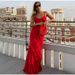 23 European And American Hot-Selling Chiffon Long Sexy Strap Backless Slit Ruffle Women's Dress 002_ecoleips.com