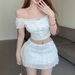 Ins Style Summer New Sweet Puff Sleeve Top Women's Ruffled Skirt Two-Piece Set_ecoleips.com