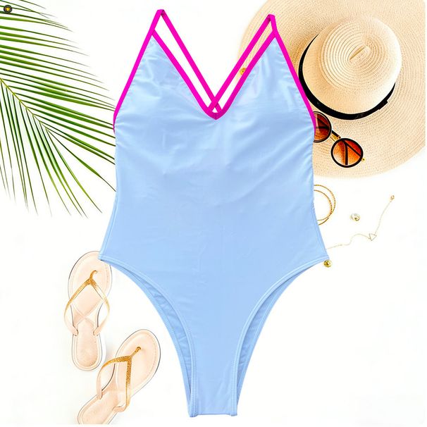 2026 New Sexy Splicing High Leg Cut Women Swimwear One Piece Swimsuit Female Monokini Padded Bather Bathing Suit Swim Suits_ecoleips.com