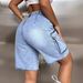 Women's Clothing High Waist Large Pockets Slim Loose Workwear Denim Shorts_ecoleips.com
