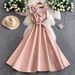 Elegant Long Sleeveless Dress For Evening Parties V Neck Fitted Waist Full Skirt Bow Detail_ecoleips.com