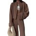 Knitted Long-Sleeved Wide-Leg Pants Set For Autumn/Winter Season, Featuring A Zippered Jacket And Casual Pants_ecoleips.com