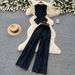 Retro European American Denim Two Piece Set Sleeveless Vest High Waisted Pants Slimming Fit Women's Clothing_ecoleips.com