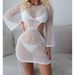 European And American Dress Vacation Sexy Hollow Out Sunscreen Shirt Woven Bikini Beach Cover-Up For_ecoleips.com