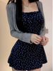 Blue Floral Print Halter Dress Women's Spring 2025 New Small Size Beach Vacation High Waist Short Skirt Commute Style Soft Fa..._ecoleips.com
