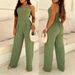 Women's Clothing Green Suspenders Sexy Waist Wide Leg Jumpsuit_ecoleips.com