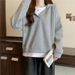 Foreign Trade Hooded Sweatshirt For Women, Spring And Autumn Thin Loose Slimming Patchwork Real Shot Two-Piece Top_ecoleips.com