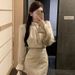 Satin Shirt French-style High-end Suit For Women, Spring Rhinestone Bodycon Mini Skirt, Elegant Lady Two-piece Set_ecoleips.com