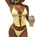 Women's Bandeau Bikini Set – Adjustable Ties & Solid Color Swimwear – High-Cut Bottoms & Removable Padding (S-Xl) – Polyester Quick-Dry Fabric_ecoleips.com