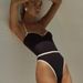 Women's Clothing Gathered Sling Bikini New Style Splicing Swimsuit Solid Color Bikini_ecoleips.com