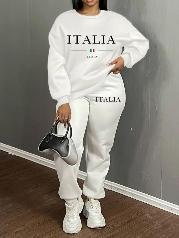 Women's round Neck Long Sleeve Sweatshirt Letter Print Fashion European American Style Cross Border New 0019_ecoleips.com