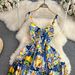 Women's Clothing Carefully Selected Seaside Holiday Beach Dress Suspender Dress Summer Gentle Style Waist Slim Sleeveless A Line Printed Dress_ecoleips.com
