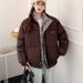 Women's Nylon Puffer Jacket – Slim-Fit Quilted Coat With Stand Collar For Urban Commuting (White/Black/Taupe, S-XXL)_ecoleips.com