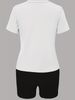 Summer Women's Casual And Fashionable Smile Face Print Loose T-shirt+shorts Two-piece Sportswear Suitable For Daily Wear-49_ecoleips.com