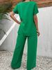 Women's Summer Casual Loose Pullover Set Two Piece Round Neck Short Sleeve Irregular_ecoleips.com