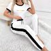 Summer Fashion Gold Letter Print Top And Drawstring Pants Casual Set Short Sleeve Spring/Autumn Wear_ecoleips.com