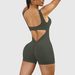 Women's Clothing Women's Peach Jumpsuit V-Neck Long Sleeve Yoga Sportswear With Shoulder Straps Spring Summer_ecoleips.com