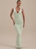 Mozision Deep V Neck Sleeveless Sexy Maxi Dress Women Elegant Ruched Bodycon Back Split Club Party Long Dress Female Clubwear_ecoleips.com