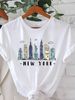 European And American Cross-border Foreign Trade Clothing, New York Urban Letter Print Round Neck Short-sleeve Women's_ecoleips.com