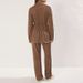 Autumn-Women's Relaxed Tie-Neck Knit Set – High-Neck Top & Wide-Leg Pants_ecoleips.com