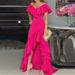 2026 European And American Women's Fashion V-neck Ruffle Irregular Elegant Dress_ecoleips.com