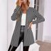 Printed Longline Blazer Jacket For Women – Oversized Tweed Coat With 3D Patterns (S-XXL, Stretch Polyester Spandex, Round Neck Work-to-Weekend Top)_ecoleips.com