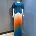 New Pleated Fluorescent Gradient Fashion Suit For Women, Elegant Slim Fit Plus Size Two-Piece Set With High-End Feel_ecoleips.com