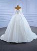 New Wedding Dress High Waist Tie Tail Beaded Palace Wedding Dress White Temperament Elegant_ecoleips.com