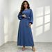 Cross Border Best Selling Simple And Versatile Nida Solid Color Dress_ecoleips.com