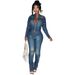 CM9528 Women's Western Style Stretch Casual Denim Suit European American Fashion Washed Burnished Finish Two-piece Outfit_ecoleips.com