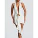 Women's Clothing Summer Sexy Hot Girl Women's Tie Up Deep V Dress Style Pleated Metal Decoration For Formal & Casual For Women_ecoleips.com