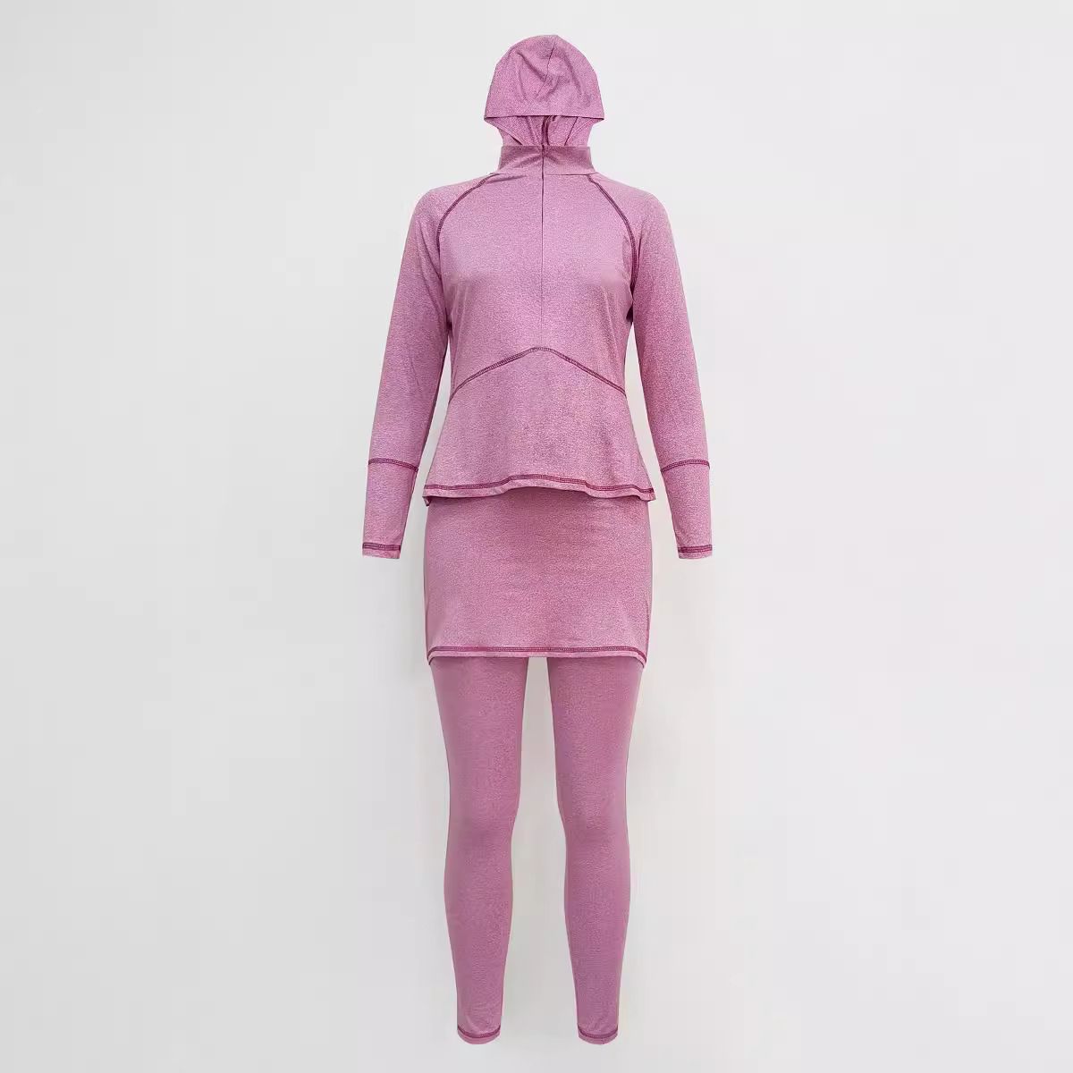 Women’s Clothing Arabic pink sports outdoor three piece swimsuit Designed swimming cap, swimming skirt and trousers to block sun protection swimsuit_ecoleips.com