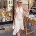 Talenza White Polka Dot Dresses Women's Summer Sexy Sleeveless Backless Ruffle Dress Fashion Print Elegant Women's Casual Dress_ecoleips.com