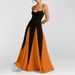 Voya Women's Elegant And Casual Low Neck Contrasting Patchwork Camisole Dress With Multiple Colors To Choose From_ecoleips.com