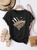 Women's Casual Short Sleeve With Leopard Print Zebra Stripe Heart Design Glitter Accent Casual Top Harajuku Short Sleeve Casual_ecoleips.com