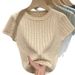 Women's Short Sleeve Knitted Top round Neck Hollowed out Lightweight Base Layer Design Solid Color Spring Summer 2026 New Style Short Length_ecoleips.com