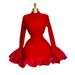 Women's Clothing Collar Trumpet Sleeve High Waist Ruffled Hip Dress Elegant Mock Neck Flared Sleeve High Waist Ruffle Hem Bodycon Dress_ecoleips.com