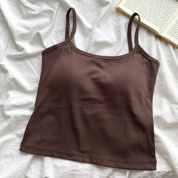 FINETOO Women's Camisole With Built In Bra Pads Slim Fit Crop Tank Top Basic Spaghetti Strap Cami Casual Summer Sleeveless Top_ecoleips.com