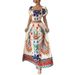 Women's Clothing New Printed Leisure Vacation Style Bohemian Short Sleeved Top Long Skirt Ladies Suit_ecoleips.com