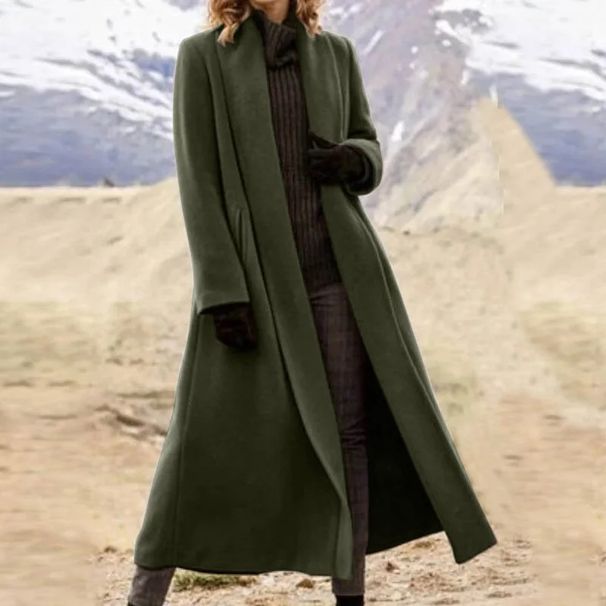 Women's Ultra Long Coat With Added Fat And Oversized Coat, Casual Woolen Windbreaker_ecoleips.com