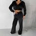 "Elegant Velvet Women's Casual Tracksuit Set - Soft Lounge & Streetwear Outfit For Gym, Yoga & Daily Wear (Pink, Black, Sky Blue, S/M/L)"_ecoleips.com