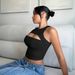 Voya 2026 Spring/summer New Women's Sexy Hollow Tank Top Slim Fit Ultra Short Crop Top With Exposed Navel_ecoleips.com