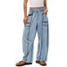 Women's Loose Fit Wide Leg Pants With Drawstring Waist, Soft Cotton Casual Trousers For Everyday Comfort, Elastic Cuff Joggers_ecoleips.com