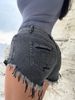 American Style Black And Gray Distressed Denim Shorts For Women, 2026 Summer New Style, Tight Fitting, Slimming, And Leg Lengthening Hot Pants._ecoleips.com