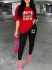 Women's Casual Fashion SUN Pattern Printed Loose T-shirt+cropped Pants Two-piece Home Sportswear Daily Wear-412_ecoleips.com