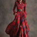 Plus Size Women's Retro Plaid Slimming Irregular Dress With Free Belt Included New_ecoleips.com