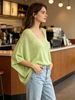 Loose Batwing Soft Breathable Knit Short Sleeve Top_ecoleips.com